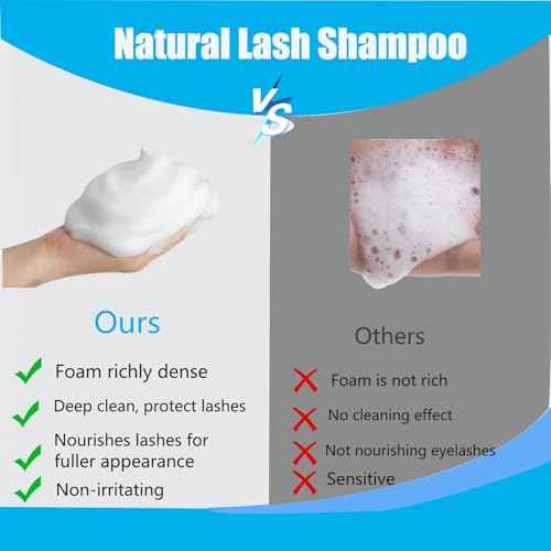 Eyelash Extension Shampoo 500ml Lash Extensions Shampoo Eyelid Foaming Cleanser Paraben & Sulfate Free Non-Irritating for Professional Salon and Home Use