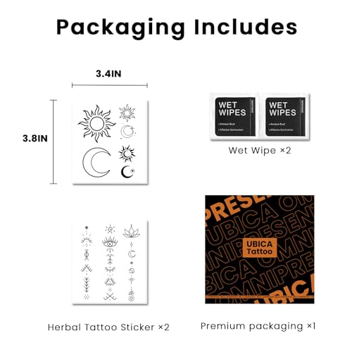 Sun & Moon Semi Permanent Tattoo - 2 Sheets, 1-2 Weeks