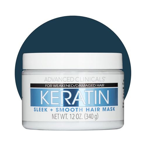Advanced Clinicals Keratin Hair Mask 12 Fl Oz for Color-Treated Hair - Fortifying Detoxic Keratin Conditioner with Shea