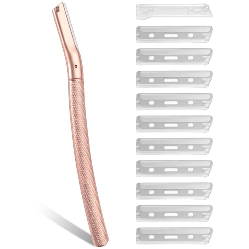 Eyebrow Razor for Women with 10 Refill Blades - Dermaplaning Face & Eyebrow Tool