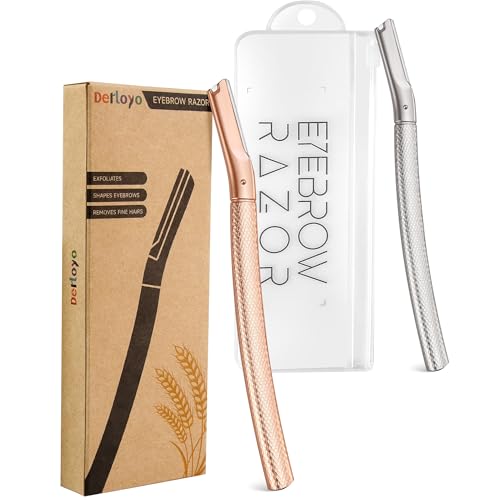 Eyebrow Razor Face Razor for Women with 12 Refill Blades - Dermaplaning & Exfoliation Tool