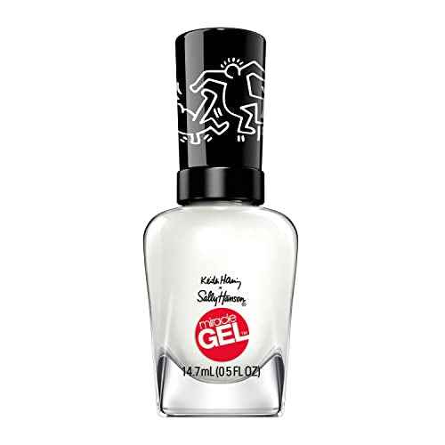Sally Hansen Miracle Gel Keith Haring Salon Quality Nail Polish | Gel-Like Formula, Two-Step System, No UV Light Needed, Long Lasting | Opaque, Glossy | 918 Blanc Canvas | White Nail Polish