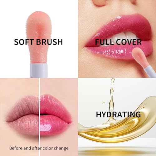 pH Reactive Color Changing Lip Gloss Oil Set - Non-Sticky Hydrating (3 Pack)