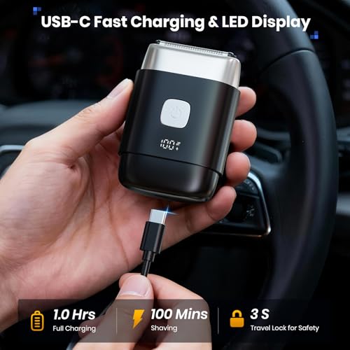 Foil Shaver, 2026 Upgraded 3D Electric Razor for Men, Mini Travel Shaver for Men Compact Portable Foil Shavers for Men, Washable Wet/Dry Mens Electric Shaver, Smart LED Display