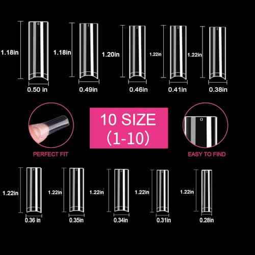 No C Curve XL Nail Tips 500PCS,Tapered Square Flattened Half Cover False Nails for Nail Salons and DIY French ABS Nail Tips(XL no c square 500pcs)