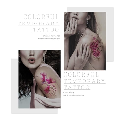 Temporary Tattoos for Women 30 Pc Watercolor Floral