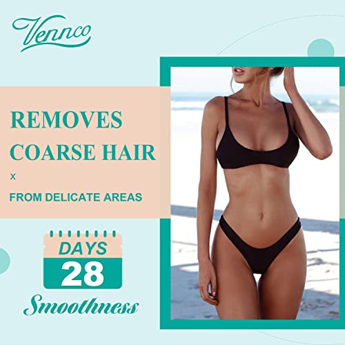 Vennco Hard Wax Beads Kit for Hair Removal, 36 Pieces Wax Beads for Full Body, Face, and Brazilian Bikini, Aloe, Lavender, Cherry Blossom - Includes Pre and Post Wax Oils