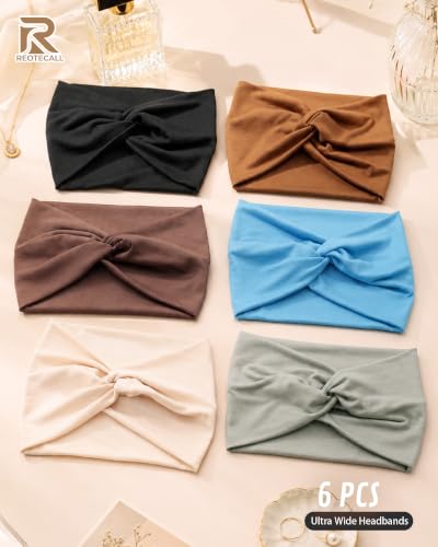 Extra Wide Non-Slip Headbands for Women - 6 Pack Boho Design