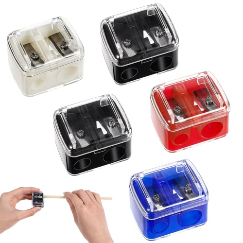 Dual Hole Makeup Pencil Sharpener Set - Precise Lip & Eye Liners, Portable, 5 Pieces