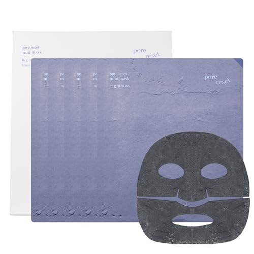 LUVUM Bentonite Clay Sheet Mask - Sea Mud peel off face mask - Pore Minimizer for Face - Black Head Remover for Face - Prevents Acne & Blackhead, 4+1Pack