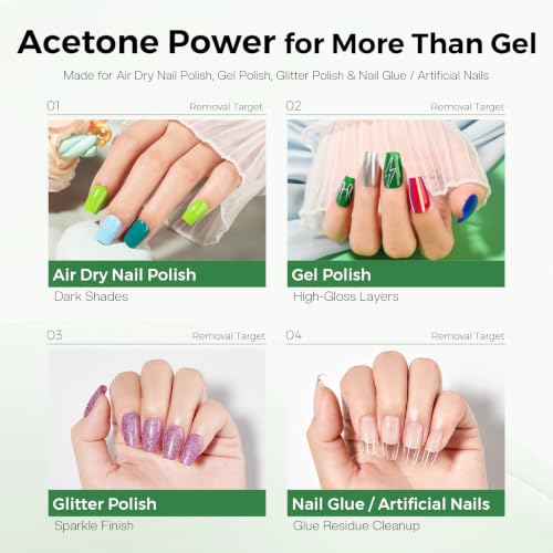 Morovan Acetone Nail Polish Remover - Aloe Infused Gel Soak-Off (8 oz)