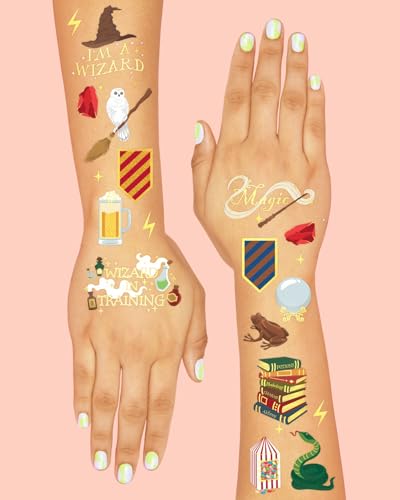 Wizard Party Temporary Tattoos - 60 Gold Foil Designs