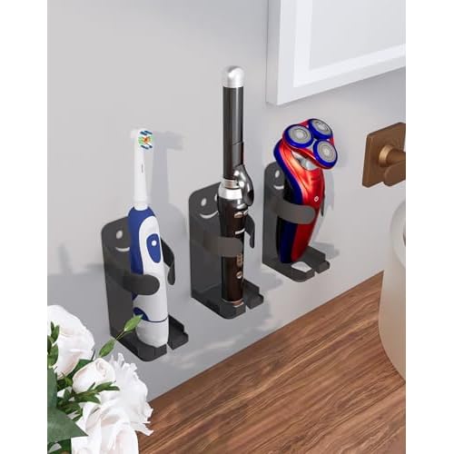 Slizy Wall-mounted hair tool organizer, styling iron holder, razor holder, 2 pieces per pack, black.