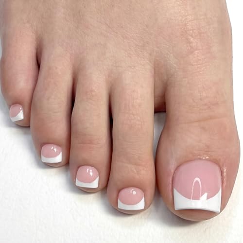 Toe Nail Press ons - 150pcs on Toenails for Women, French Tip Nails
