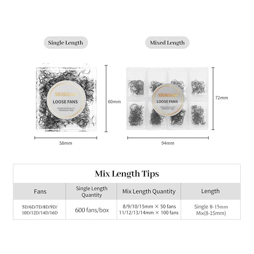 Premade 10D Volume Eyelash Extensions - 600 Fans, 0.07mm, D Curl, 8-15mm