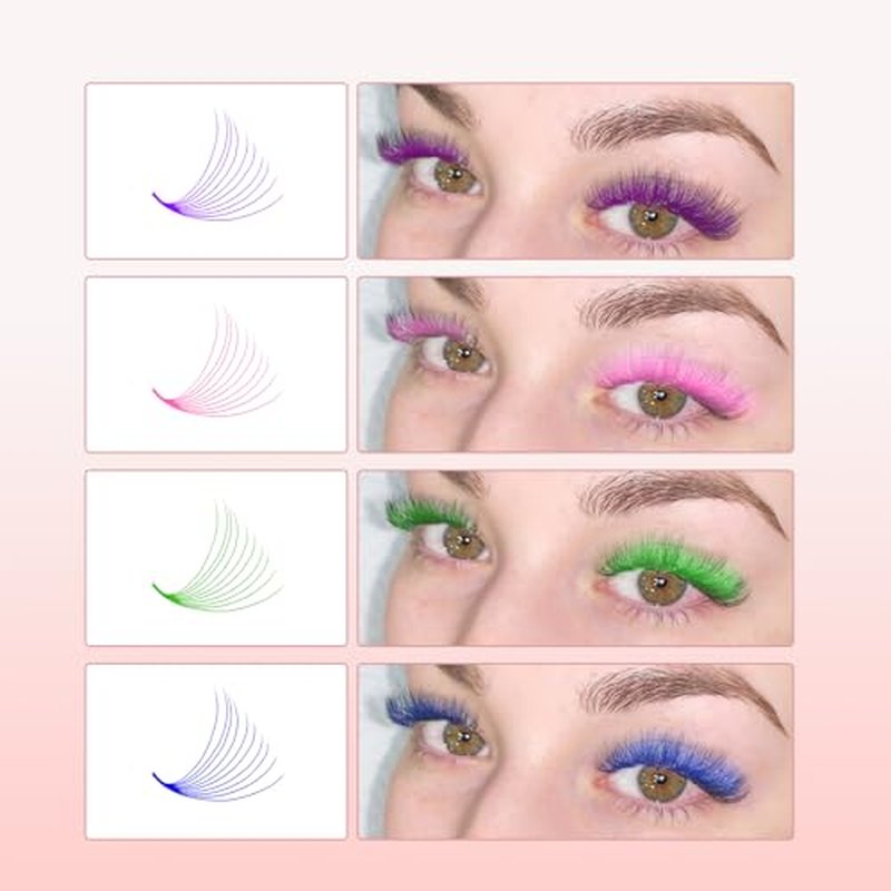 FADVAN Colored Lash Extensions lashes 240pcs 12 Color Premade Fans 10D 13mm 0.07D Curl Professional Eyelash Extensions (12 Colors, 0.07D, 13mm)