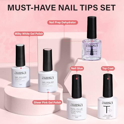 ALDISA 240pcs Almond Nail Kit with UV Lamp - DIY Salon Gel Tips & Polish Set