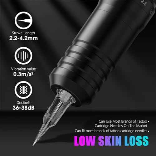 Tattoo Gun Kit - Kiss of Dragon Complete 2400mAh Rotary Tattoo Machine with 6 stroke length Options Dual batteries for longer working time