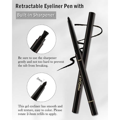 Black+Brown+Nude Waterline Eyeliner Pencil, Cream Gel Eye Liner Pencils for Older Women, Waterproof Smudge-Proof Retractable Eyeliner Pen, Long Lasting, Water Line Eye Liner for Sensitive Eyes-3Pcs