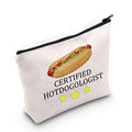G2TUP Hot Dog Lover Gift Certified Hotdogologist Makeup Bag Hot Dogs Cosmetic Bag Food Lover Gift Sausages Lover Gift Zipper Travel Pouch (Certified Hotdogologist White Bag)