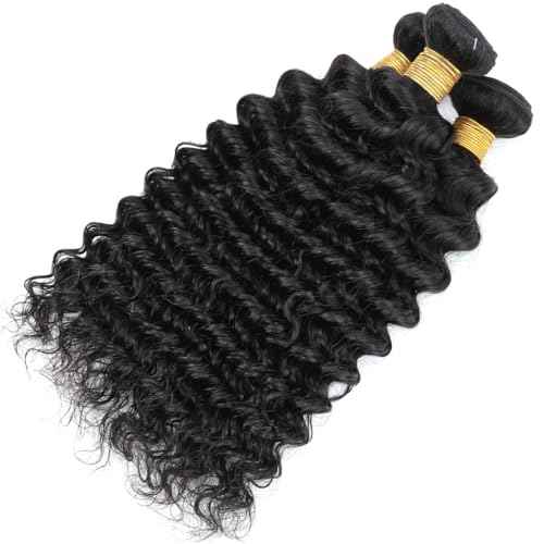 Human Hair Bundles Brazilian Deep Wave Human Hair 3 Bundles 20 22 24inch 100% Unprocessed Virgin Deep Wave Curly Water Wave Wet and Wavy Weaves