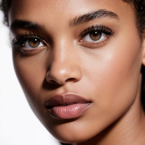 False Eyelashes D Curl Wispy Natural Look Faux Mink Lashes Fluffy Transparent Band Cat Eye Fake Eyelashes 10 Pairs (Black)