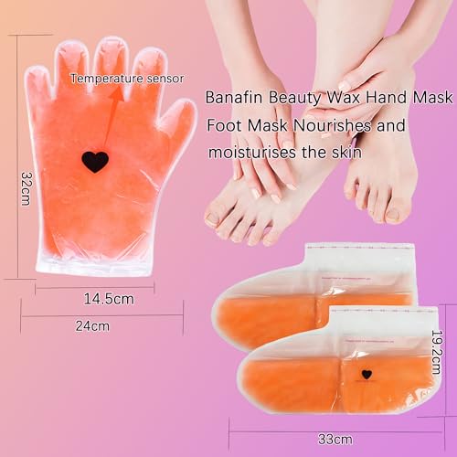 4 Pairs Paraffin Wax Gloves and Socks, Paraffin Wax for Hand and Feet, Paraffin Hand and Foot Gloves Booties for Intensive Hydration At Home Or Spa (peach)