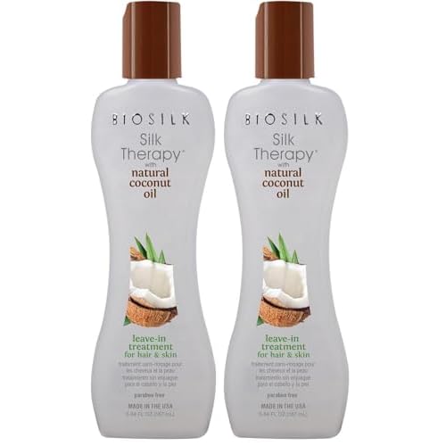 BioSilk Silk Therapy with Natural Coconut Oil Leave-In Treatment,Helps Control Frizz & Flyaways,Sulfate,Paraben & Cruelty-Free,5.64 Oz,(Pack of 2)
