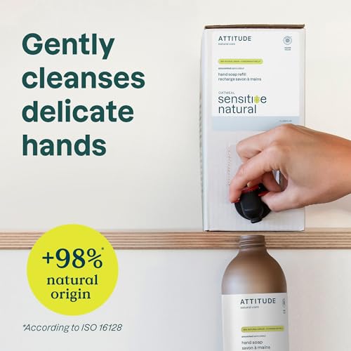 ATTITUDE Sensitive Hand Soap Refill, EWG Verified, 67.6 Fl Oz
