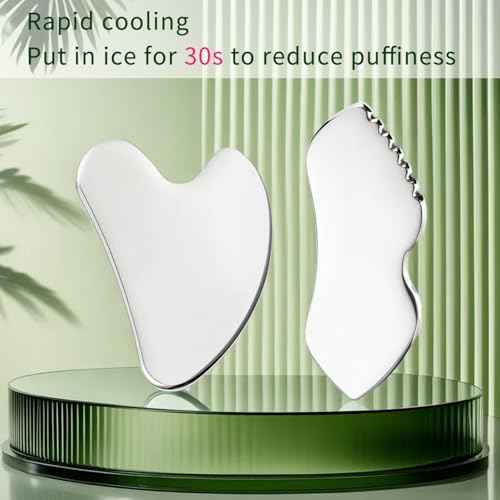 ANNROS 2Pcs Stainless Steel Gua Sha Facial Tools, GuaSha Set for Face Neck, Natural Skin Care£¬Perfect GuaSha Set for Skincare and Rituals and Travel-Friendly, Gift for Women