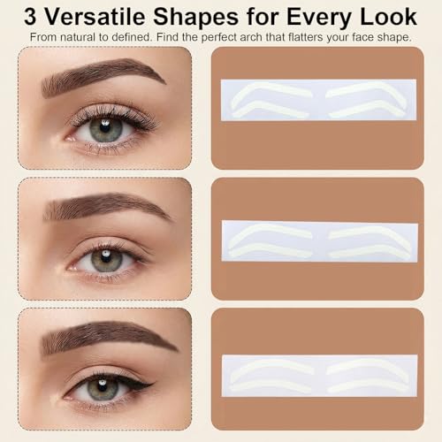 90 Pairs Eyebrow Stencils - 3 Shapes for Women