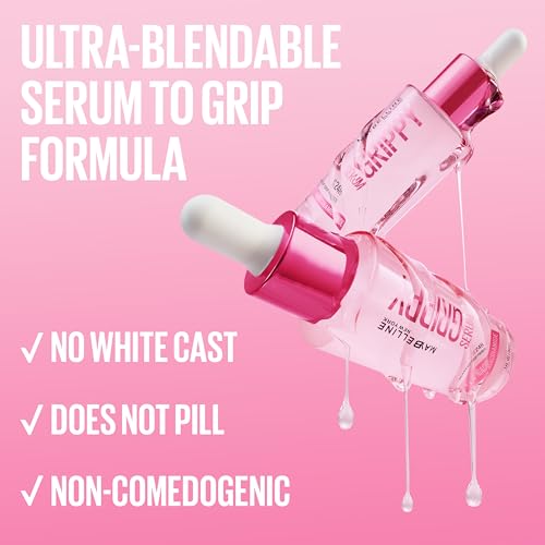 Maybelline Grippy Serum Primer, Hydrating Makeup Primer with 2% Niacinamide For Up To 24HR Make Up Wear, Clear, 1 Count