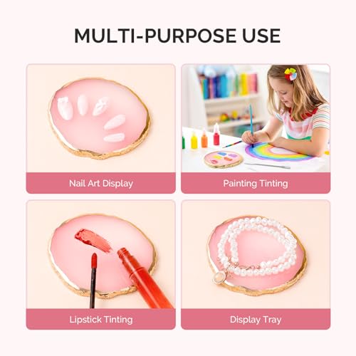 MelodySusie 2pcs Round Resin Nail Art Palette Set with Spatula