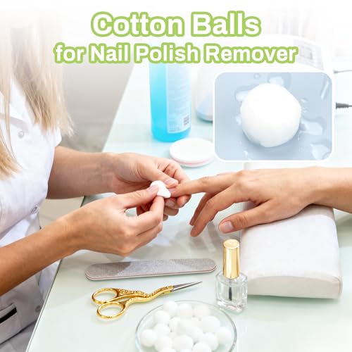 200 Large Organic Cotton Balls for Nail Polish Removal & Makeup