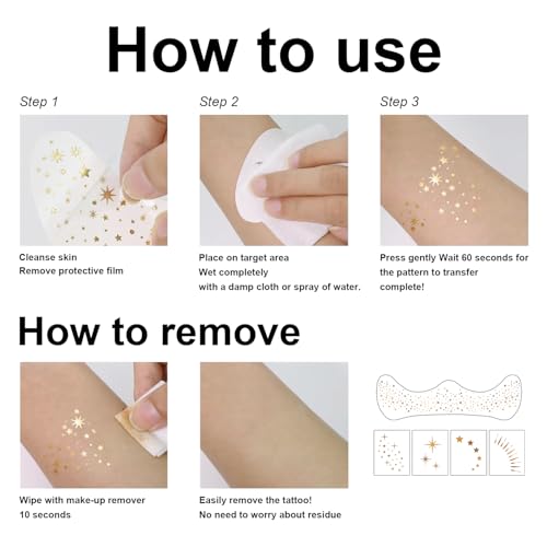 20 Pcs Gold Glitter Freckles Face Tattoo Waterproof Makeup