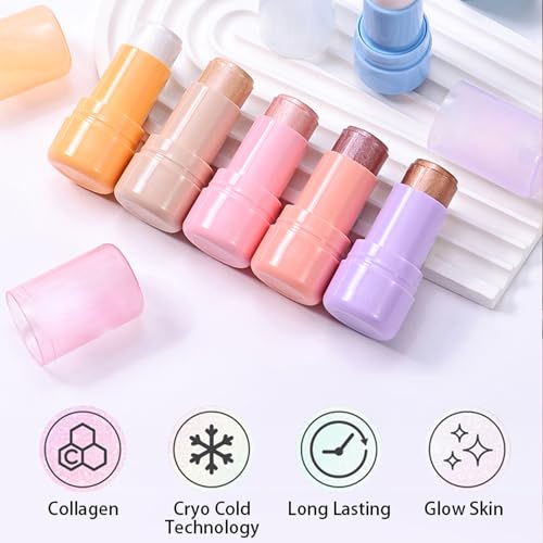 Cream Highlighter Stick 2-Pack - Jelly Gel Shimmer for Face & Body