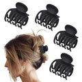 Small Claw Clips for Thin Hair, 4 Pack - Double Row Teeth, Matte Black