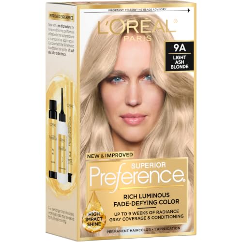 L'Oreal Paris Superior Preference Light Ash Blonde Hair Dye Kit 9A - Fade-Defying Permanent Color