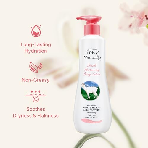 L?ivy Goat Milk Body Lotion, Fresh & Cozy, Deeply Moisture Skin Care, Lightweight & Non-Greasy, for All Skin Types with Vitamins E & Hydrolyzed Milk Protein, White, 11.8 fl oz