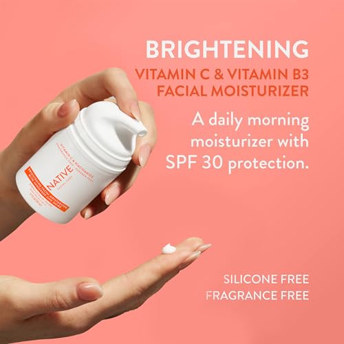 Native Brightening Daily Facial Moisturizer Gentle Face Lotion Hydrating Cream for Women and Men with Vitamin C B3 & SPF 30 Lightweight Non Greasy Formula - 1.7 fl oz