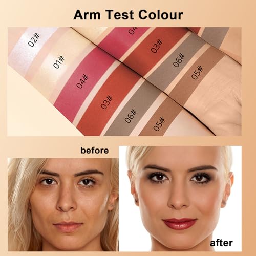 Contour Stick Makeup Set, 2024 New Face Stick Cream Blush, Bronzer Stick, Highlighter Stick for Face with Makeup Brush, Long Lasting & Natural Matte Contour Sticks for Beginner, 3 Colors (#01, 03, 05)