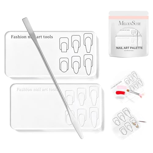 MelodySusie 2Pcs Nail Art Practice Palette with Spatula - Clear Acrylic Set