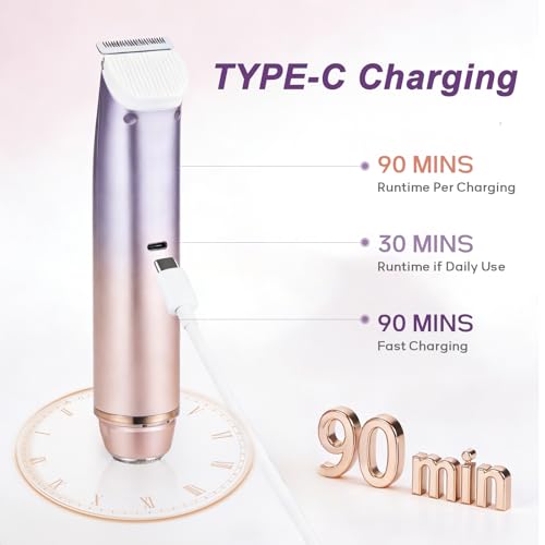 Women's Waterproof Bikini Trimmer with Dual Head & USB Rechargeable
