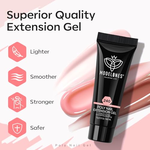 Modelones Poly Gel Nail Extension Kit with 8W Lamp - 6 Colors Starter Set