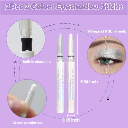 Yosca Glitter Eyeshadow Stick Duo - Waterproof Silver & White