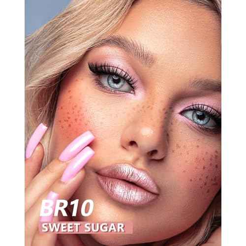 MAKI YIKA Metallic Pink Lipstick for Women Nude Lipsticks Long Lasting Shine Glitter Lipstick No Smudge No Transfer Liquid Lip Gloss (BR010 Sweet Sugar)