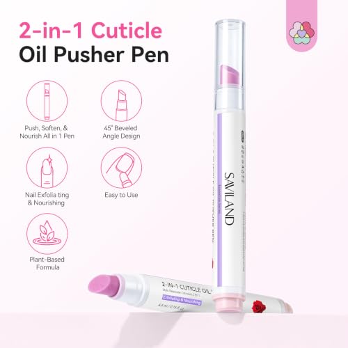 SAVILAND Cuticle Remover Pen with Rose Oil - 2 Pack