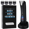 Men's Electric Body & Ball Hair Trimmer, 4-in-1 Ceramic Blade, Waterproof, Type C Charging, Black