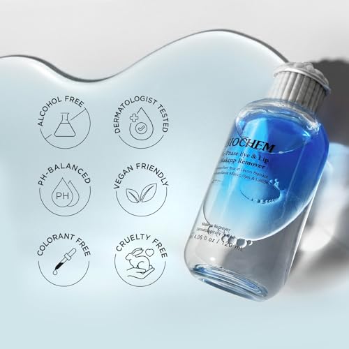 BIOCHEM Bi-Phase Eye & Lip Makeup Remover | Waterproof Mascara Cleanser