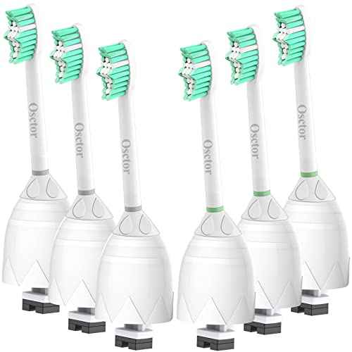 Replacement Toothbrush Heads Compatible with Philips sonicare E-Series, Brush Heads for Essence Xtreme Elite Advance and CleanCare Screw-on Electric Toothbrush 7022/66, 6 Pack